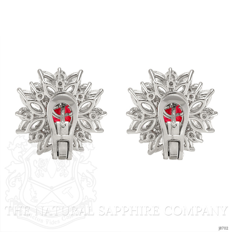 4.25 Ct.Tw. Ruby and Natural Diamond Accent Stones Earrings, Platinum 950