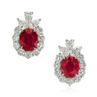 5.32 Ct.Tw.Total Carat Weight Ruby and Diamond Accent Stones Earrings, Platinum 950 Video