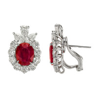 5.32 Ct.Tw.Total Carat Weight Ruby and Diamond Accent Stones Earrings, Platinum 950 Image