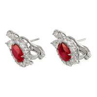 5.32 Ct.Tw.Total Carat Weight Ruby and Diamond Accent Stones Earrings, Platinum 950 Image