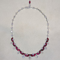 29.30 Ct. Ruby and Diamond Accent Stones Necklace, Platinum 950 Image