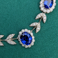 20.65 Ct. Sapphire Natural Diamond Accent Stones Necklace, 18K White Gold Image