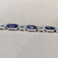 34.00 Ct.Tw.Total Carat Weight Sapphire Natural Diamond Accent Stones Bracelet, Platinum 950 Image