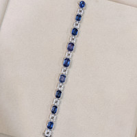34.00 Ct.Tw.Total Carat Weight Sapphire Natural Diamond Accent Stones Bracelet, Platinum 950 Image