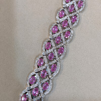 20.72 Ct.Tw.Total Carat Weight Sapphire Natural Diamond Accent Stones Bracelet, 18K White Gold Image