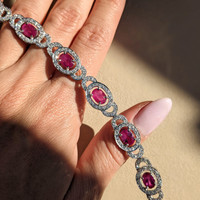 9.34 Ct.Tw.Total Carat Weight Ruby and Diamond Bracelet, 18K White Gold Image
