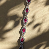 9.34 Ct.Tw.Total Carat Weight Ruby and Diamond Bracelet, 18K White Gold Image