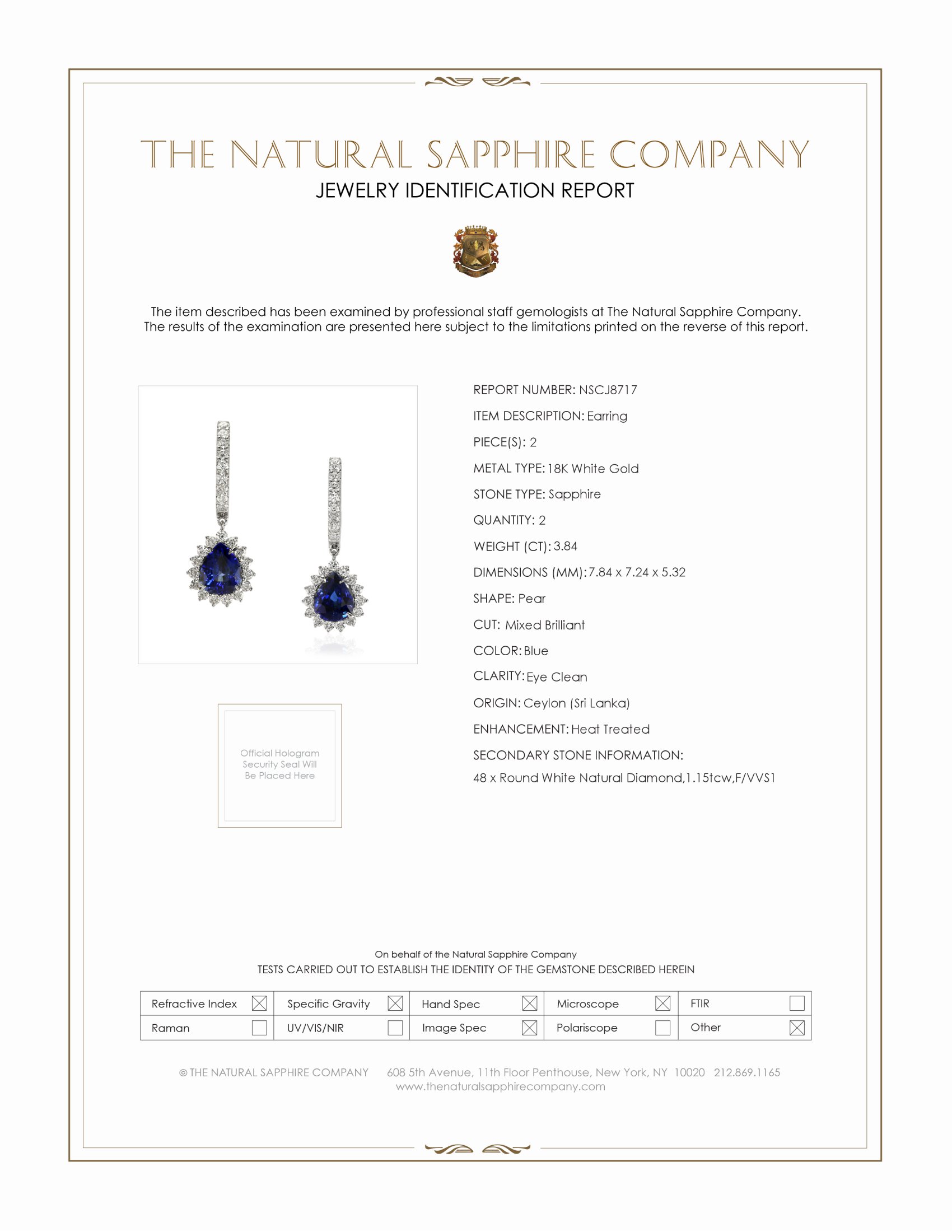 3.84 Ct.Tw. Blue Sapphire and Natural Diamond Halo Earrings, 18K White Gold