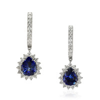 3.84&nbsp;Ct.Tw.Total Carat Weight Blue Sapphire and Natural Diamond Halo Earrings, 18K White Gold Video