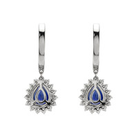 3.84&nbsp;Ct.Tw.Total Carat Weight Blue Sapphire and Natural Diamond Halo Earrings, 18K White Gold Image