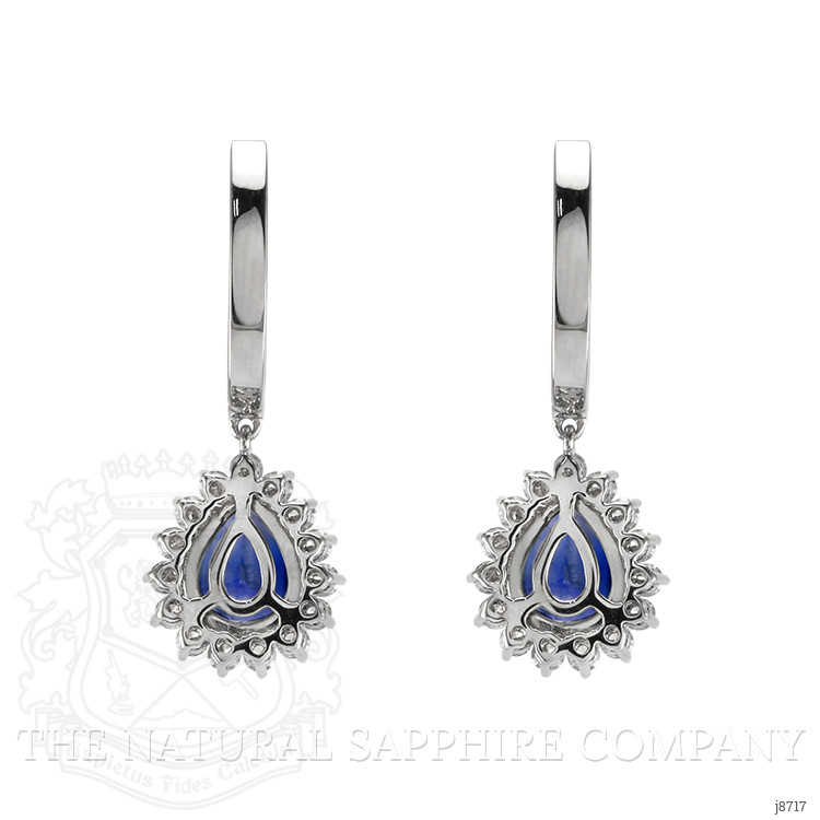 3.84 Ct.Tw. Blue Sapphire and Natural Diamond Halo Earrings, 18K White Gold