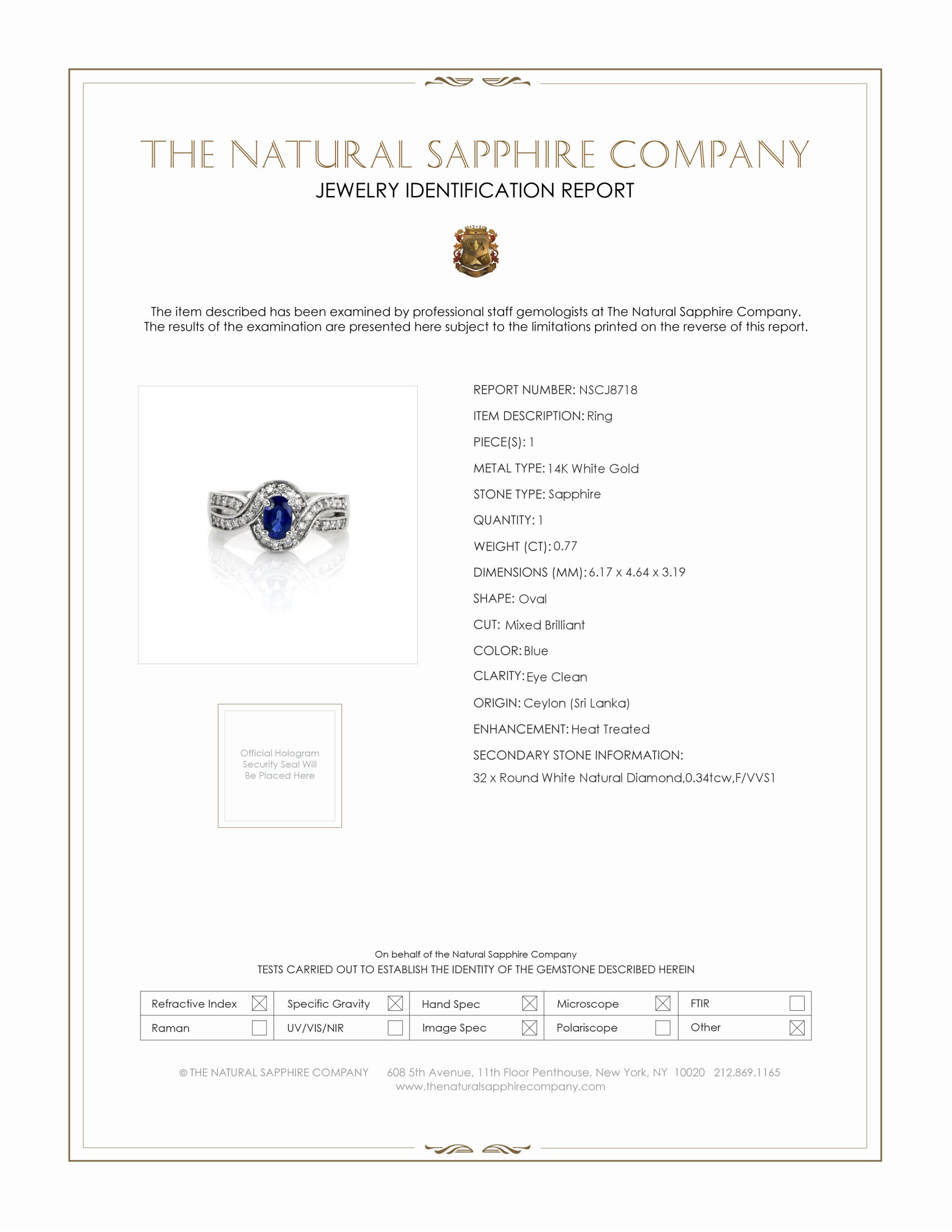 0.77 Ct. Blue Sapphire and Natural Diamond Pave Ring, 14K White Gold
