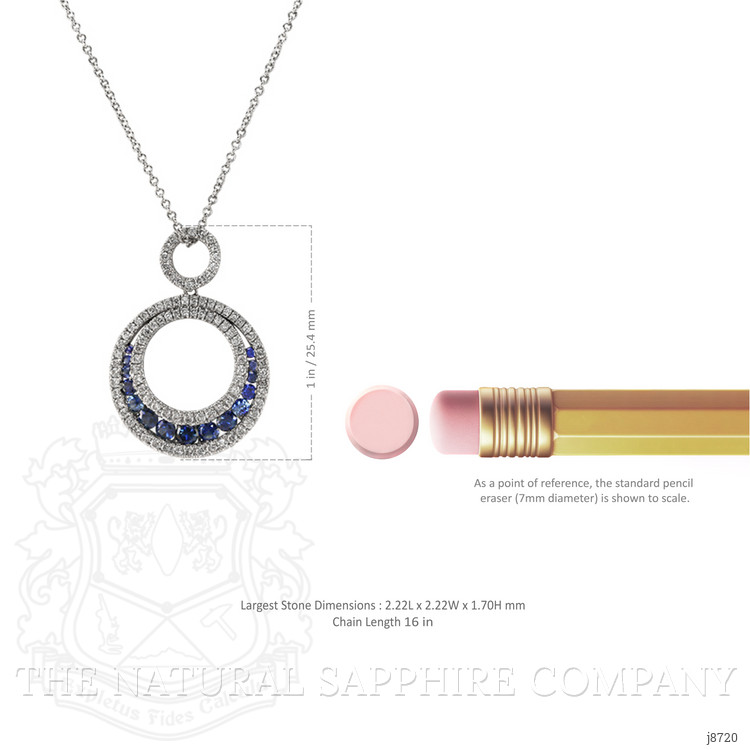 0.63 Ct. Blue Sapphire and Natural Diamond Accent Stones Pendant, 18K White Gold