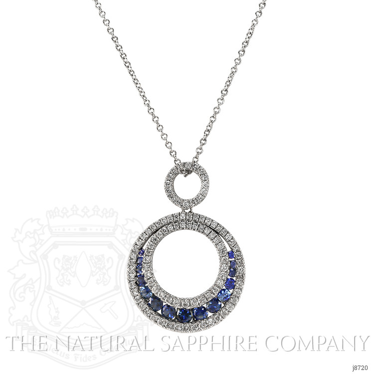 0.63 Ct. Blue Sapphire and Natural Diamond Accent Stones Pendant, 18K White Gold