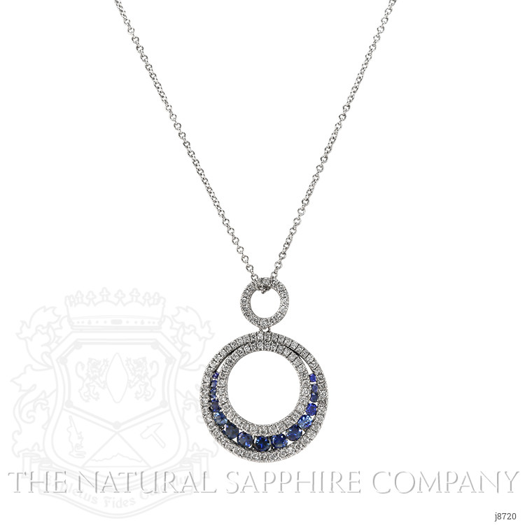 0.63 Ct. Blue Sapphire and Natural Diamond Accent Stones Pendant, 18K White Gold