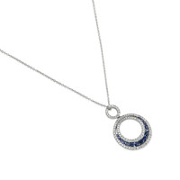 0.63 Ct. Blue Sapphire and Natural Diamond Accent Stones Pendant, 18K White Gold Image