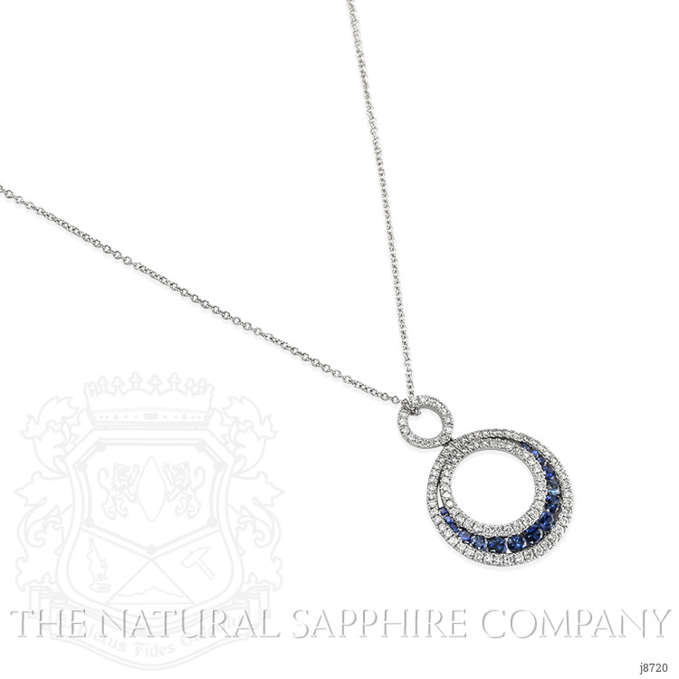 0.63 Ct. Blue Sapphire and Natural Diamond Accent Stones Pendant, 18K White Gold