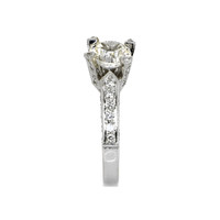 1.86 Ct. White Sapphire and Natural Diamond Antique Style Ring, 14K White Gold Image