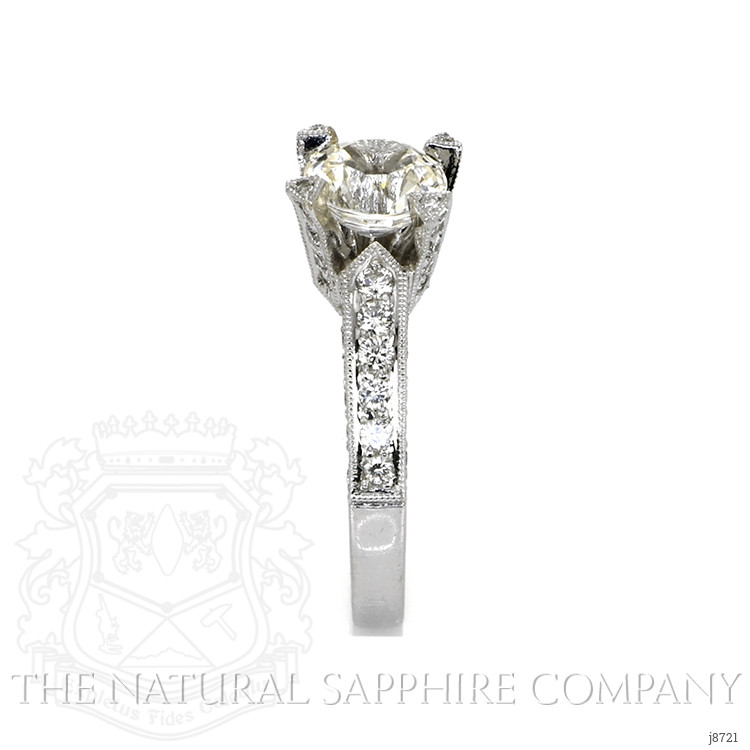 1.86 Ct. White Sapphire and Natural Diamond Antique Style Ring, 14K White Gold
