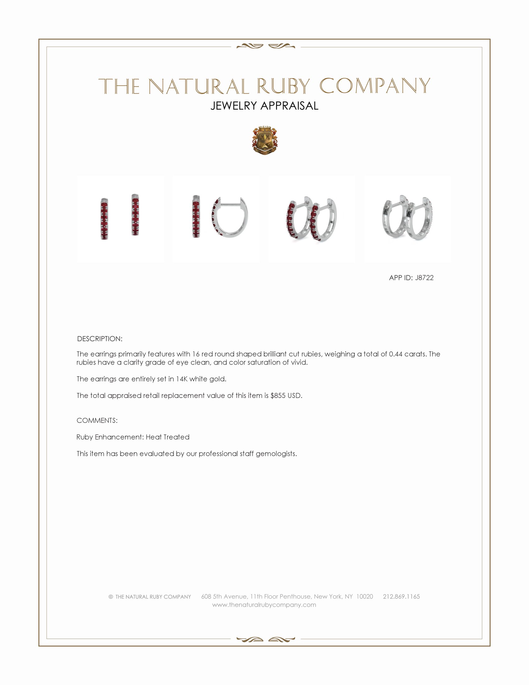 0.44 Ct.Tw. Ruby Pave Earrings, 14K White Gold