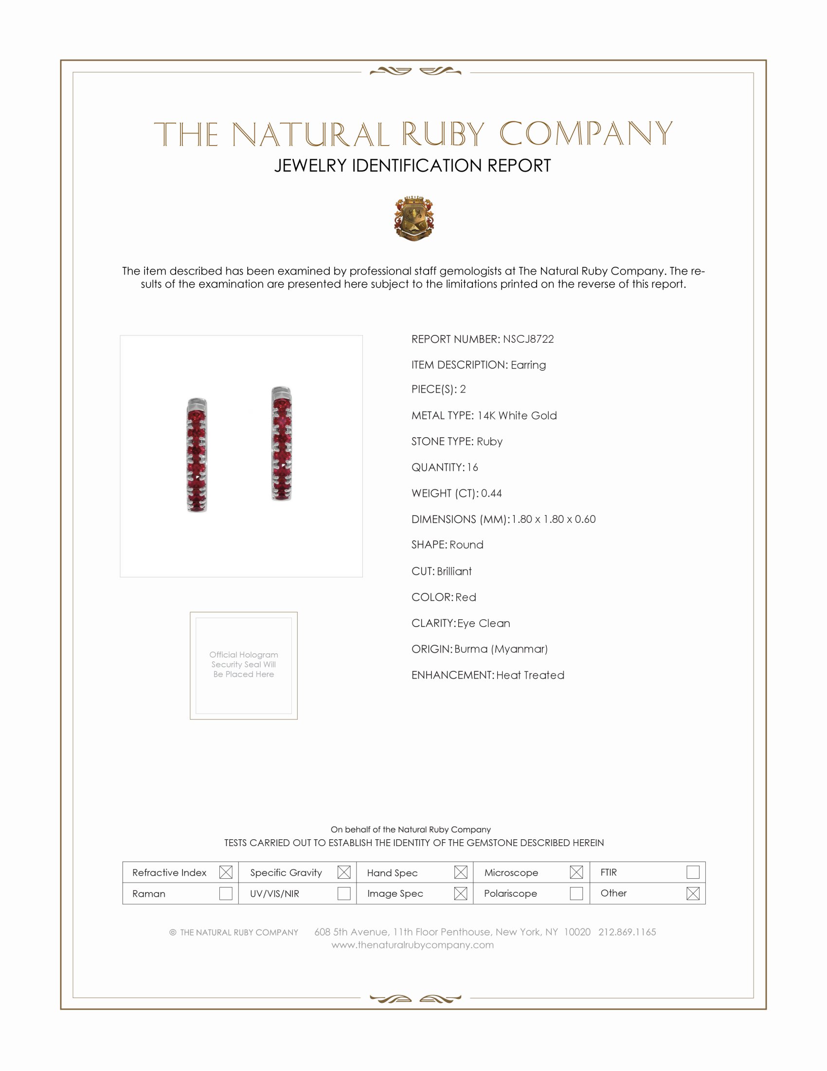 0.44 Ct.Tw. Ruby Pave Earrings, 14K White Gold