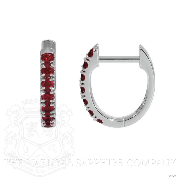 0.44 Ct.Tw. Ruby Pave Earrings, 14K White Gold