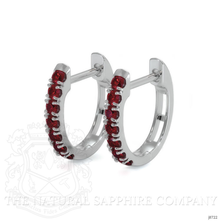 0.44 Ct.Tw. Ruby Pave Earrings, 14K White Gold