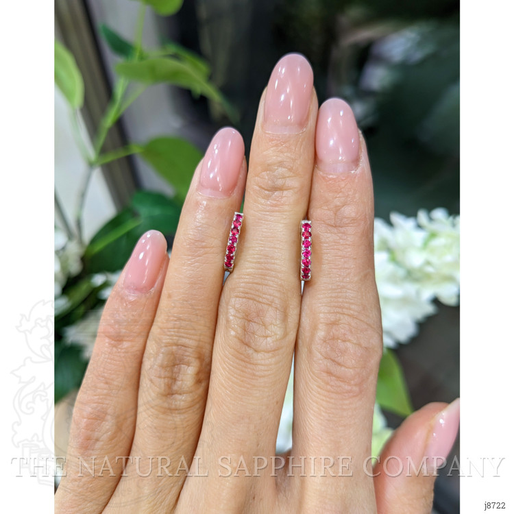 0.44 Ct.Tw. Ruby Pave Earrings, 14K White Gold