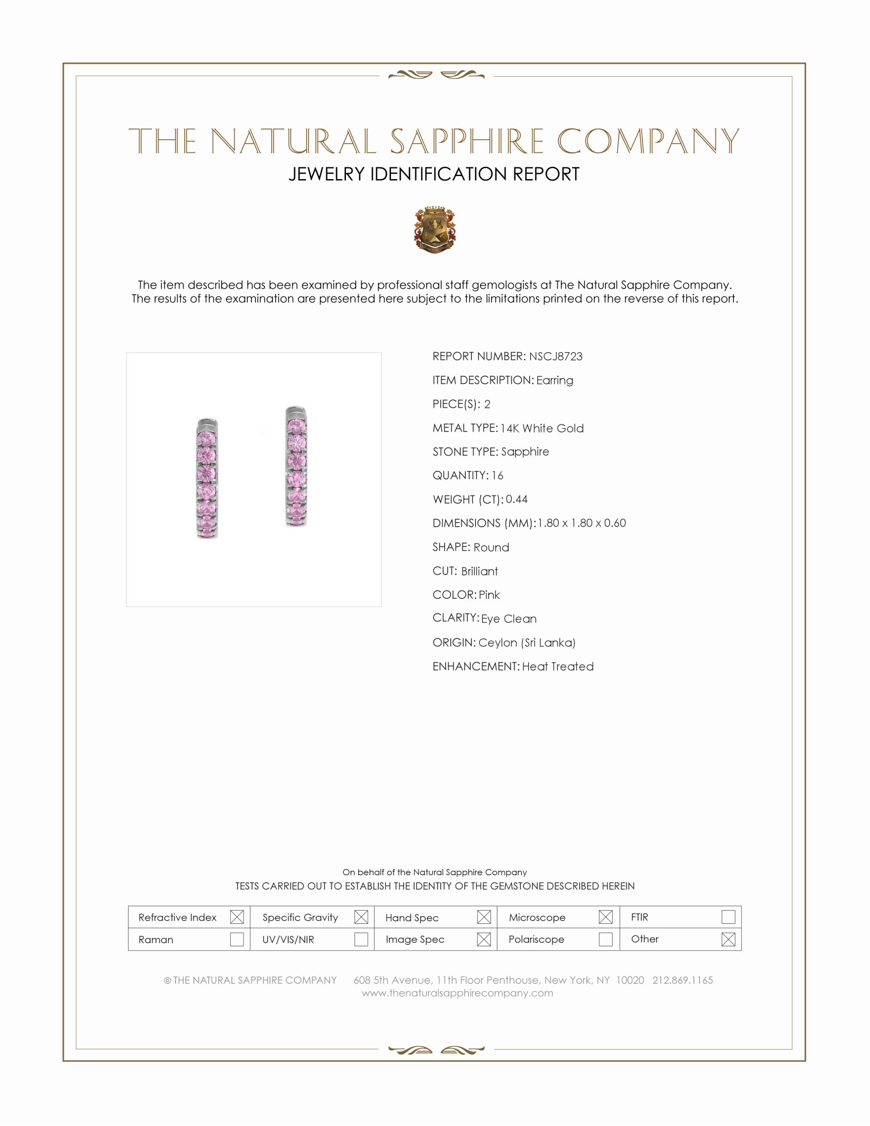 0.44 Ct.Tw. Pink Sapphire Pave Earrings, 14K White Gold