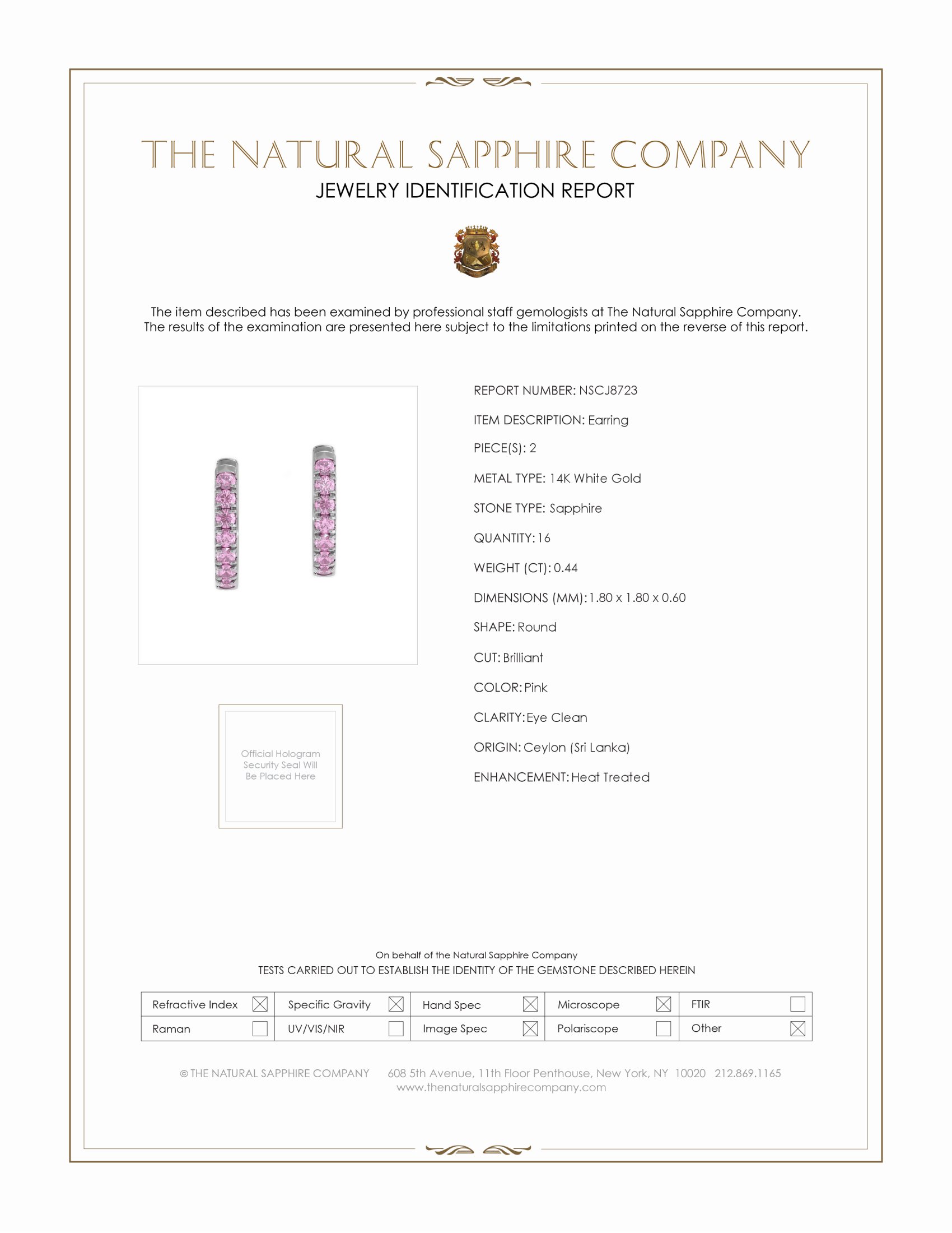 0.44 Ct.Tw. Pink Sapphire Pave Earrings, 14K White Gold