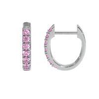 0.44&nbsp;Ct.Tw.Total Carat Weight Pink Sapphire Pave Earrings, 14K White Gold Image