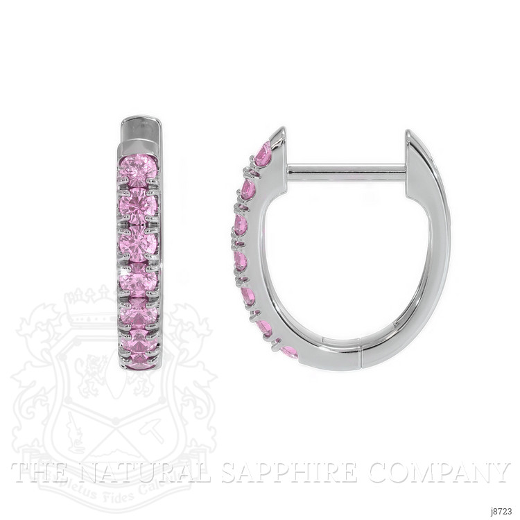0.44 Ct.Tw. Pink Sapphire Pave Earrings, 14K White Gold