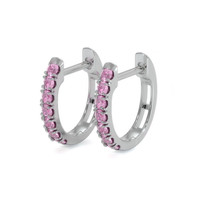 0.44&nbsp;Ct.Tw.Total Carat Weight Pink Sapphire Pave Earrings, 14K White Gold Image