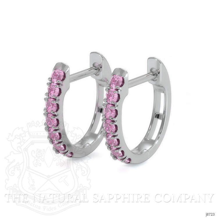 0.44 Ct.Tw. Pink Sapphire Pave Earrings, 14K White Gold