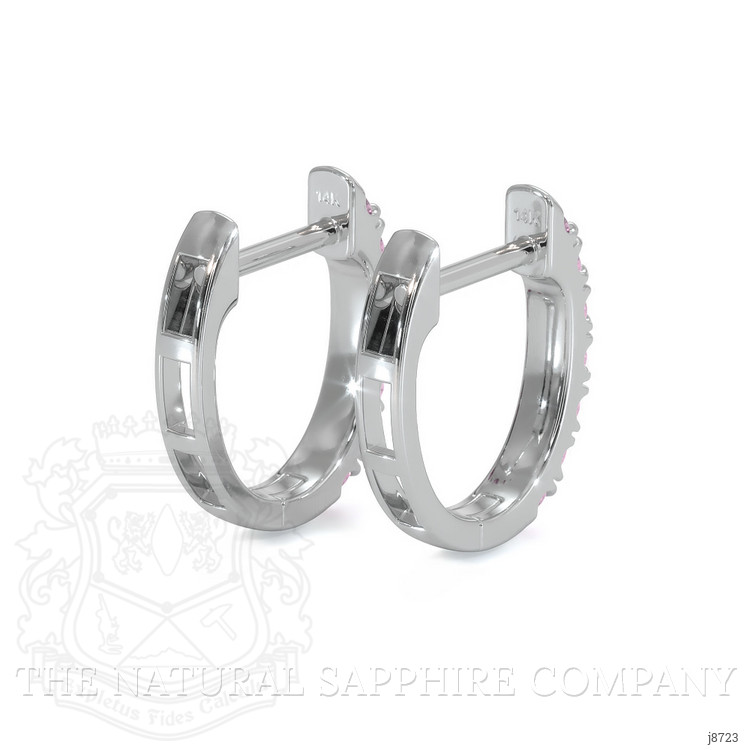 0.44 Ct.Tw. Pink Sapphire Pave Earrings, 14K White Gold