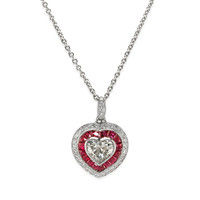 0.60 Ct. Ruby Natural Diamond Solitaire Pendant, Platinum 950 Video
