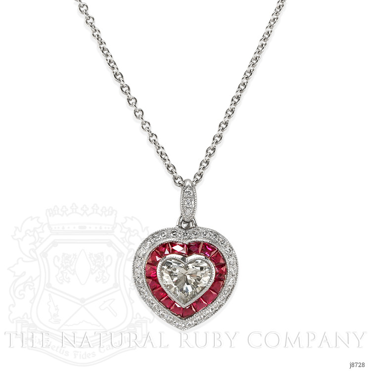 0.60 Ct. Ruby Natural Diamond Solitaire Pendant, Platinum 950