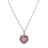 0.60 Ct. Ruby Natural Diamond Solitaire Pendant, Platinum 950 Image