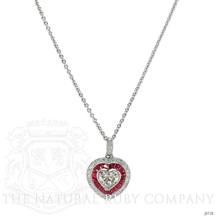 0.60 Ct. Ruby Natural Diamond Solitaire Pendant, Platinum 950