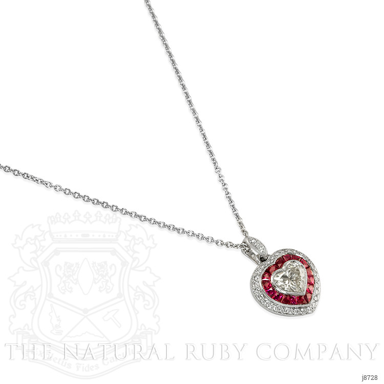 0.60 Ct. Ruby Natural Diamond Solitaire Pendant, Platinum 950