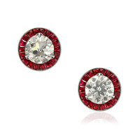 1.10 Ct.Tw. Ruby Natural Diamond Accent Stones Earrings, Platinum 950 Video