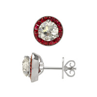 1.10 Ct.Tw. Ruby Natural Diamond Accent Stones Earrings, Platinum 950 Image