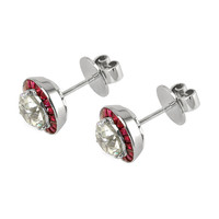 1.10 Ct.Tw. Ruby Natural Diamond Accent Stones Earrings, Platinum 950 Image