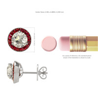 1.10 Ct.Tw. Ruby Natural Diamond Accent Stones Earrings, Platinum 950 Image