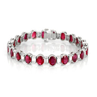 16.31 Ct.Tw.Total Carat Weight Ruby and Diamond Tennis/Line Bracelet, Platinum 950 Video