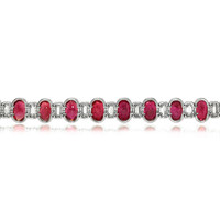 16.31 Ct.Tw.Total Carat Weight Ruby and Diamond Tennis/Line Bracelet, Platinum 950 Image