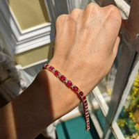 11.80 Ct.Tw. Ruby Natural Diamond Tennis/Line Bracelet, 14K Yellow Gold Life Style