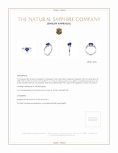 2.03 Ct. Blue Sapphire and Natural Diamond Three Stone Ring, 14K White Gold Appraisal