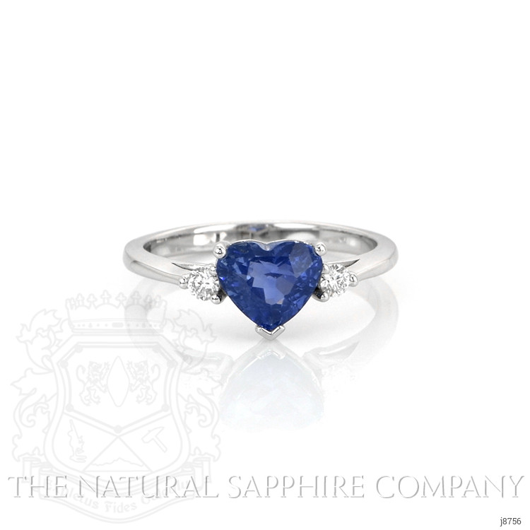 2.03 Ct. Blue Sapphire Three Stone Ring, 14K White Gold