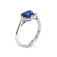 2.03 Ct. Blue Sapphire Three Stone Ring, 14K White Gold Image